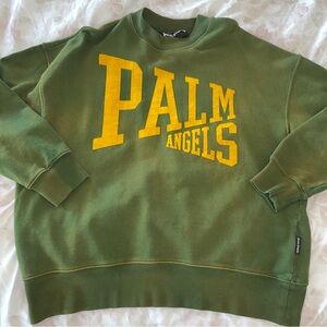 Palm Angels Green Sweater with Yellow Logo